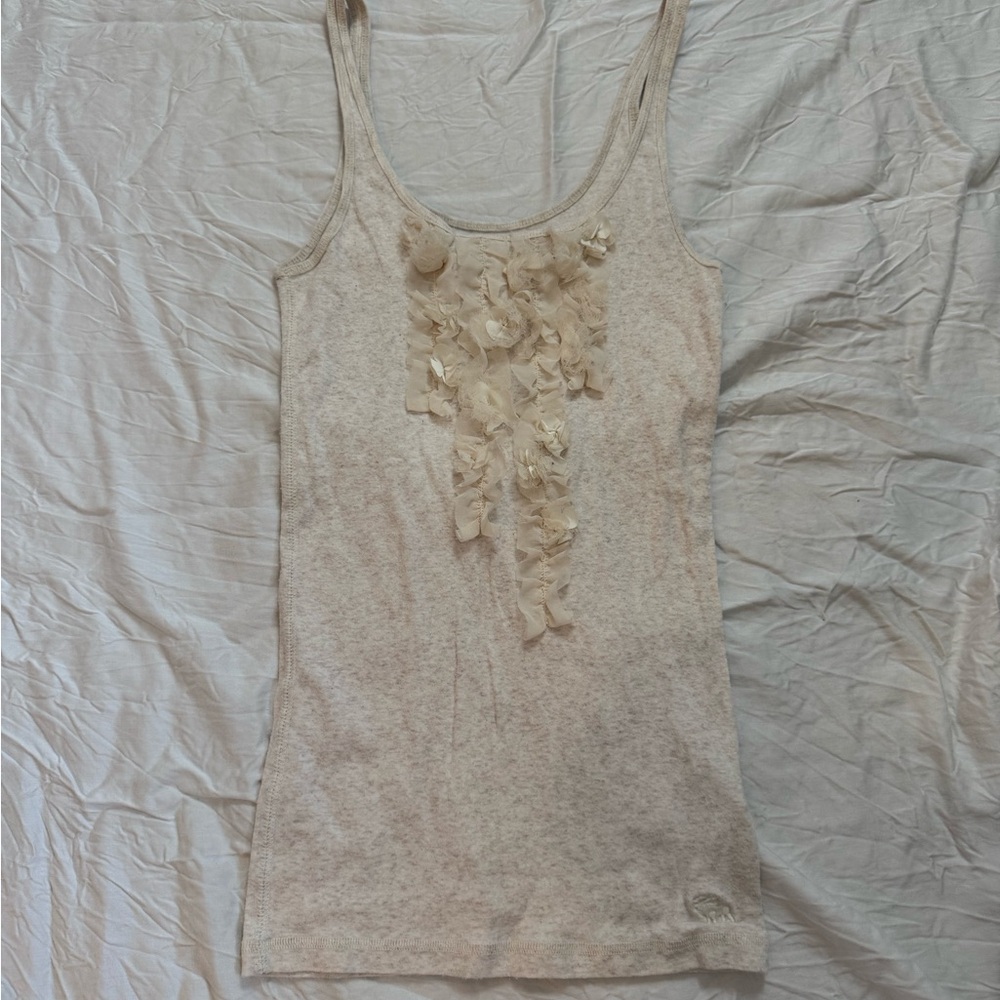 Abercrombie & Fitch Cream Tank Top with Floral Details
